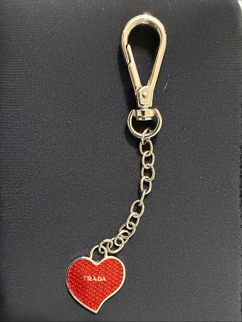 Prada Red Heart Keyring with Gold Hardware ( final sale)